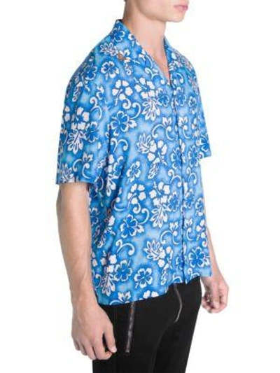 Shop Dsquared2 Main Hawaiian Floral Print Shirt In Blue