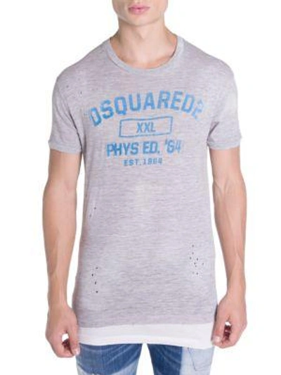 Shop Dsquared2 Main Faded Crack Print Tee In Grey