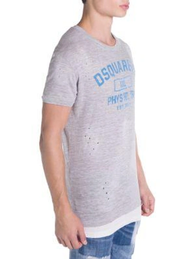 Shop Dsquared2 Main Faded Crack Print Tee In Grey