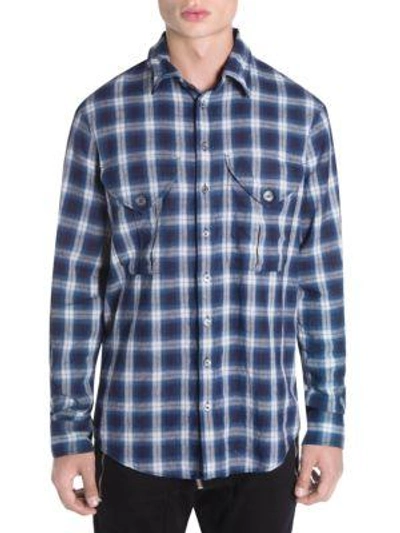 Shop Dsquared2 Plaid Military-fit Shirt In Blue