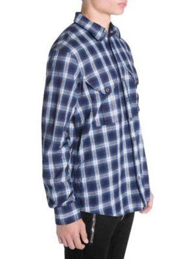 Shop Dsquared2 Plaid Military-fit Shirt In Blue