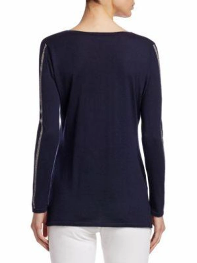 Shop Tse X Sfa Lurex Cashmere Long-sleeve Sweater In Navy