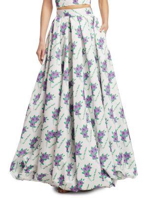 floral pleated maxi skirt