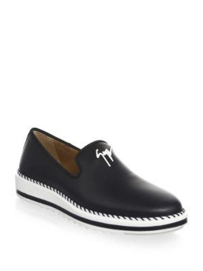 Shop Giuseppe Zanotti Slip-on Leather Sneakers In Black