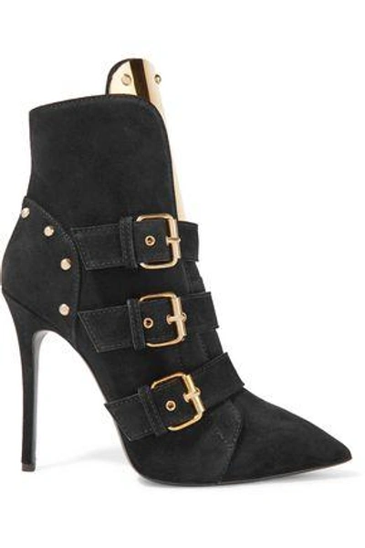 Shop Giuseppe Zanotti Woman Embellished Suede Ankle Boots Black