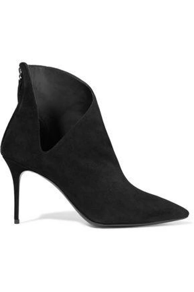 Shop Giuseppe Zanotti Woman Cutout Suede Ankle Boots Black
