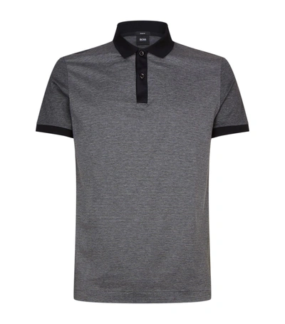 Shop Hugo Boss Mercerised Cotton Polo Shirt In Black