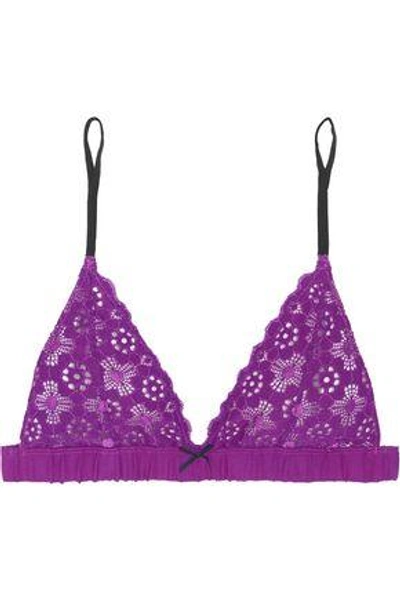 Shop Fleur Du Mal Woman Soft-cup Lace Triangle Bra Purple