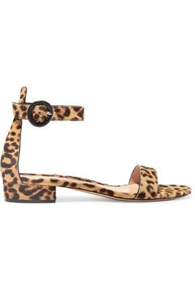 Shop Gianvito Rossi Woman Leopard-print Calf Hair Sandals Animal Print