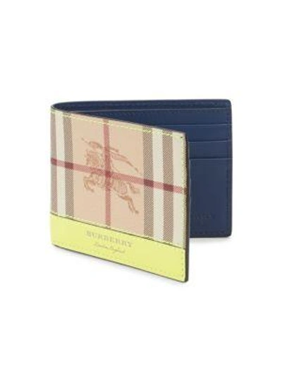 Shop Burberry Signature Plaid Bi-fold Wallet In Yellow