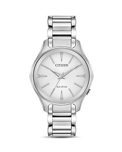 Shop Citizen Silhouette Watch, 35mm In White/silver