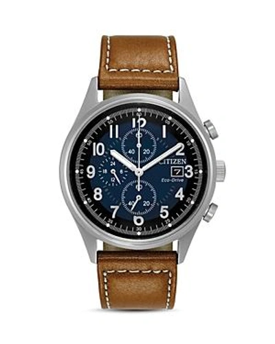 Shop Citizen Chronograph Watch, 42mm In Blue/brown