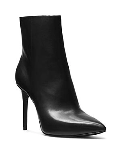 Shop Michael Michael Kors Leona Leather High-heel Booties In Black