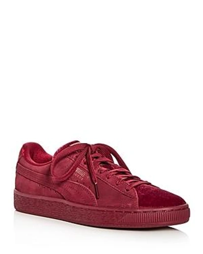 Shop Puma Women's Classic Suede & Velvet Lace Up Sneakers In Red