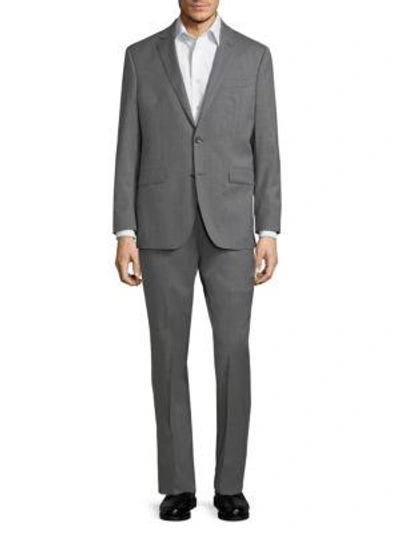 Shop Kenneth Cole Slim-fit Solid Wool-blend Stretch Suit In Light Grey