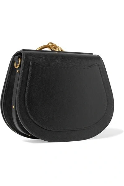Shop Chloé Nile Bracelet Medium Leather And Suede Shoulder Bag In Black