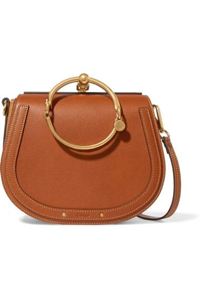 Shop Chloé Nile Bracelet Medium Leather And Suede Shoulder Bag In Light Brown