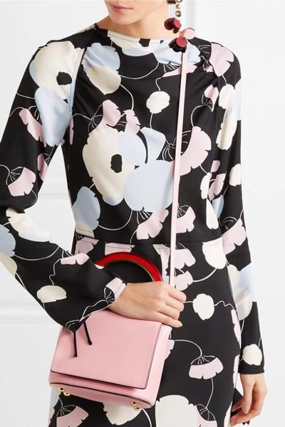 Shop Marni Pannier Leather Shoulder Bag In Blush