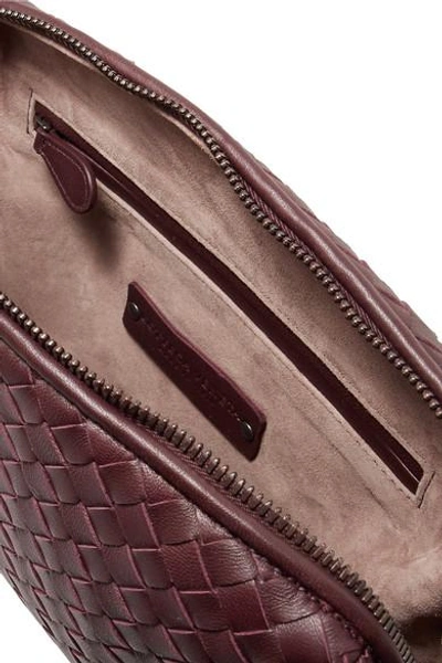 Shop Bottega Veneta Nodini Small Intrecciato Leather Shoulder Bag In Burgundy