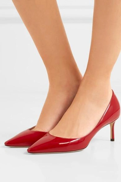 Shop Jimmy Choo Romy 60 Patent-leather Pumps In Red