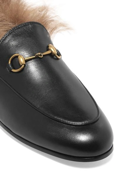 Shop Gucci Jordaan Horsebit-detailed Shearling-lined Leather Loafers