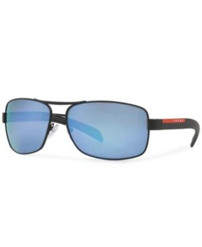 Shop Prada Polarized Sunglasses, Ps 54is In Black/grey Mirror Polar