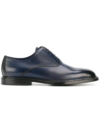 Shop Dolce & Gabbana Brogue Detail Derby Shoes - Blue