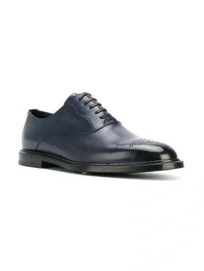 Shop Dolce & Gabbana Brogue Detail Derby Shoes - Blue