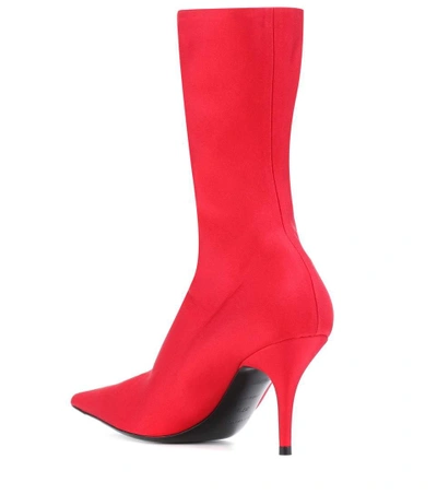 Shop Balenciaga Knife Stretch-jersey Ankle Boots In Red
