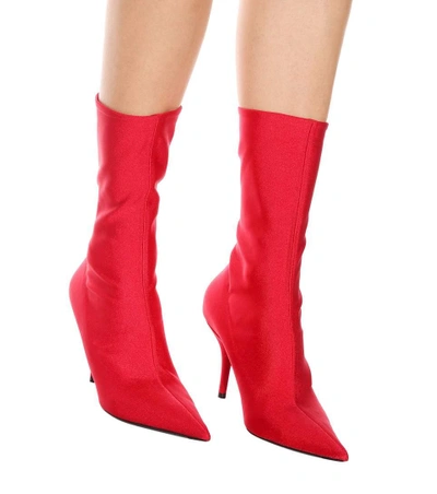 Shop Balenciaga Knife Stretch-jersey Ankle Boots In Red