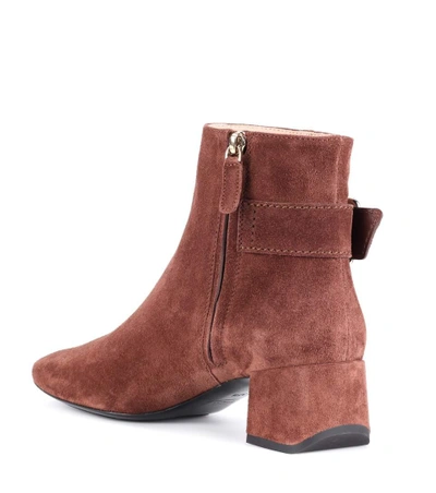 Shop Tod's Suede Ankle Boots In Brown