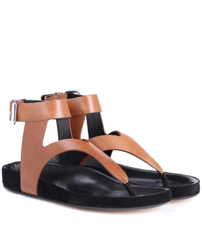 Shop Isabel Marant Elwina Leather Sandals In Brown