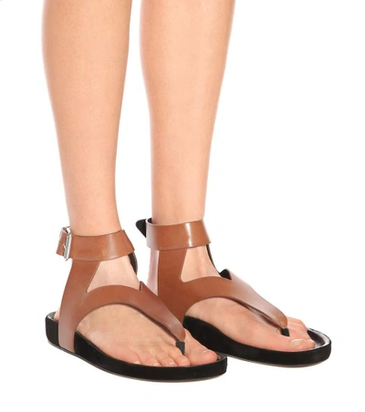 Shop Isabel Marant Elwina Leather Sandals In Brown