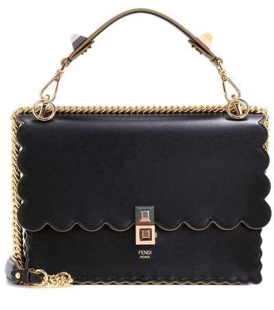 Shop Fendi Kan I Leather Shoulder Bag In Black