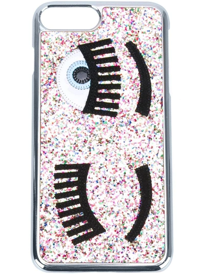 Shop Chiara Ferragni Eyes Blink Iphone 7 Plus Case - Multicolour