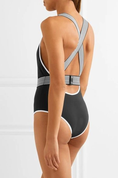 Shop Diane Von Furstenberg Belted Swimsuit In Black