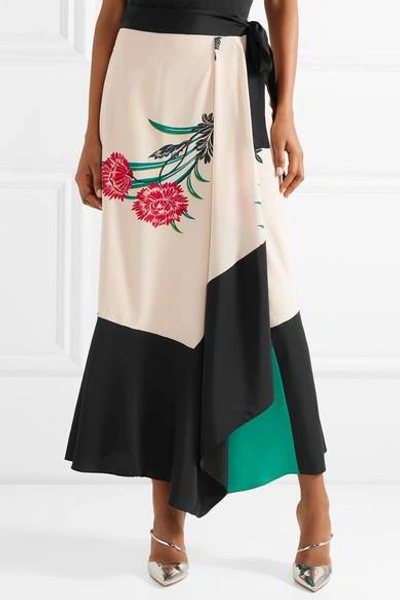 Shop Diane Von Furstenberg Printed Silk Wrap Midi Skirt In Us0