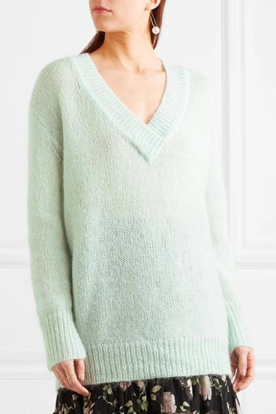 Shop Temperley London Iron Mohair-blend Sweater In Mint