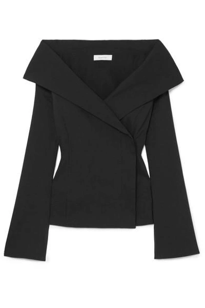 Shop Beaufille Tora Off-the-shoulder Linen-blend Top In Black