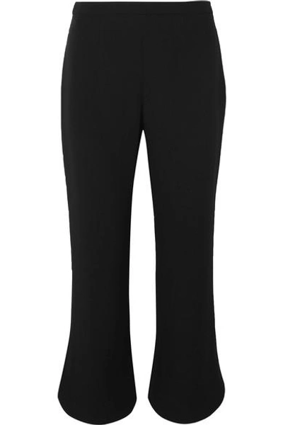 Shop Prada Cropped Crepe Bootcut Pants In Black