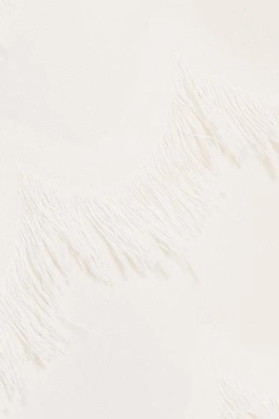 Shop Marc Jacobs Satin-trimmed Fringed Crepe Blouse In Ivory