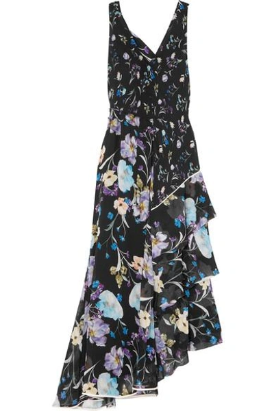 Shop 3.1 Phillip Lim / フィリップ リム Tiered Floral-print Silk-crepon Maxi Dress In Black