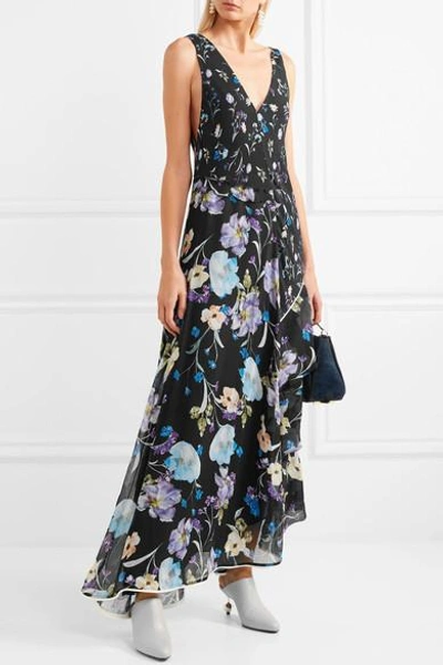 Shop 3.1 Phillip Lim / フィリップ リム Tiered Floral-print Silk-crepon Maxi Dress In Black