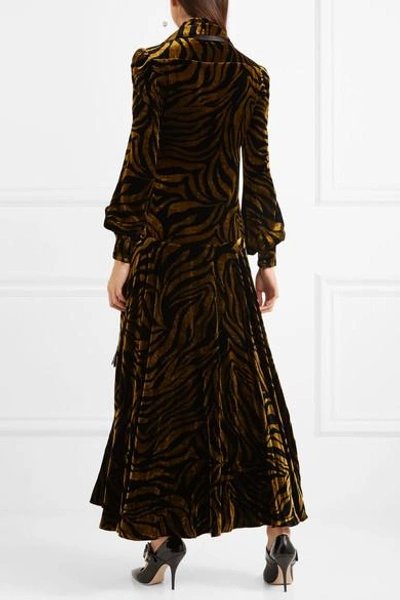 Shop Hillier Bartley Fringed Printed Velvet Dress In Black