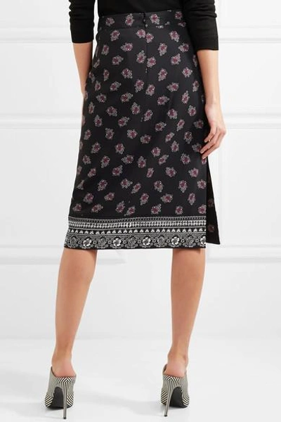 Shop Altuzarra Jude Fringed Wrap-effect Printed Crepe Skirt In Black