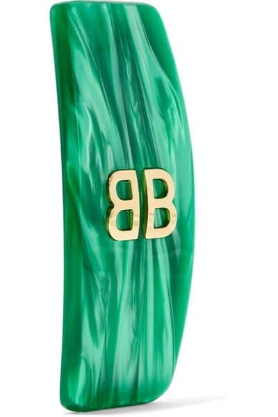 Shop Balenciaga Acrylic And Gold-tone Clip Earring In Green