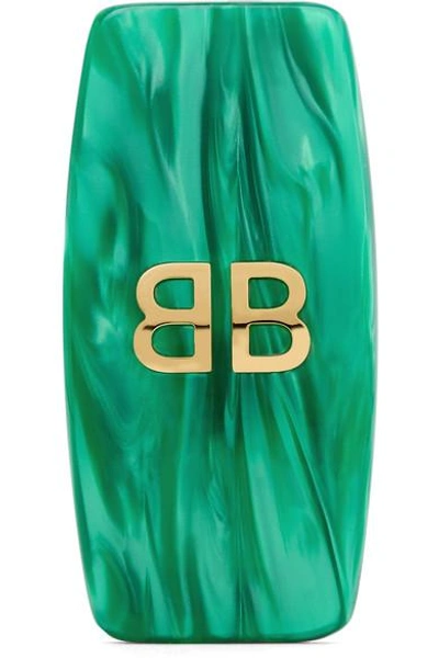 Shop Balenciaga Acrylic And Gold-tone Clip Earring In Green