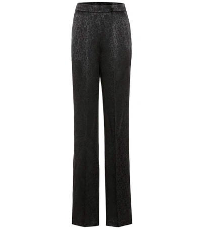 Shop Etro Satin Jacquard Trousers In Black