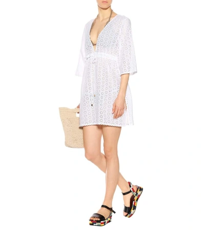 Shop Tory Burch Broderie Anglaise Cotton Dress In White