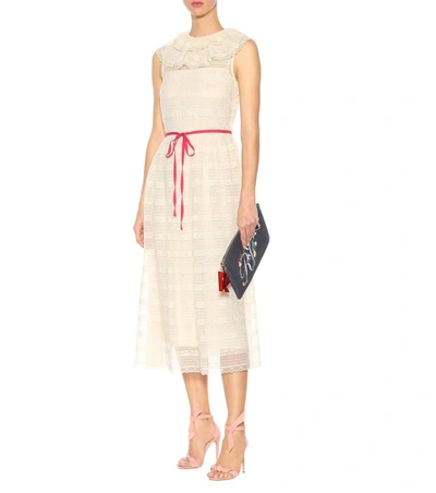 Shop Red Valentino Sleeveless Lace Dress In White